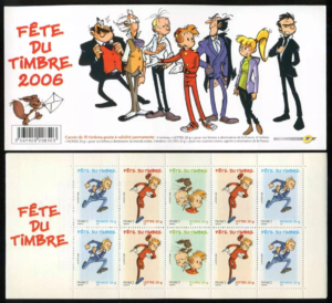 a cartoon characters on a postage stamp