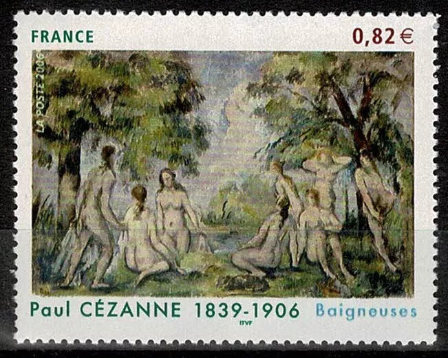 France 2006 stamp featuring Paul Cézanne’s The Bathers, commemorating the centenary of the artist’s death