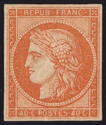 Ceres series stamps, the first postage stamps of France, issued in 1849