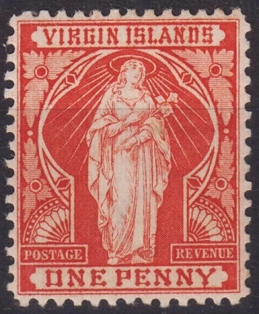 1899 British Virgin Islands stamps, Virgin Islands Saint Ursula stamps, rare British colonial stamps, British Caribbean philately, British Virgin Islands postal history, Saint Ursula stamp series, valuable error stamps, De La Rue engraved stamps