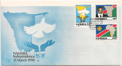 1990 Namibia independence stamp set featuring national symbols